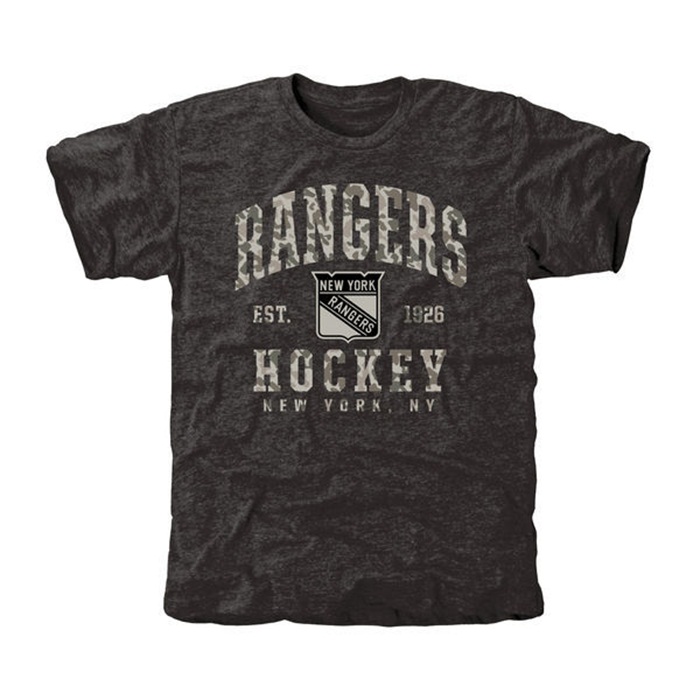 New York Rangers Camo Stack Black Tri-Blend T-Shirt