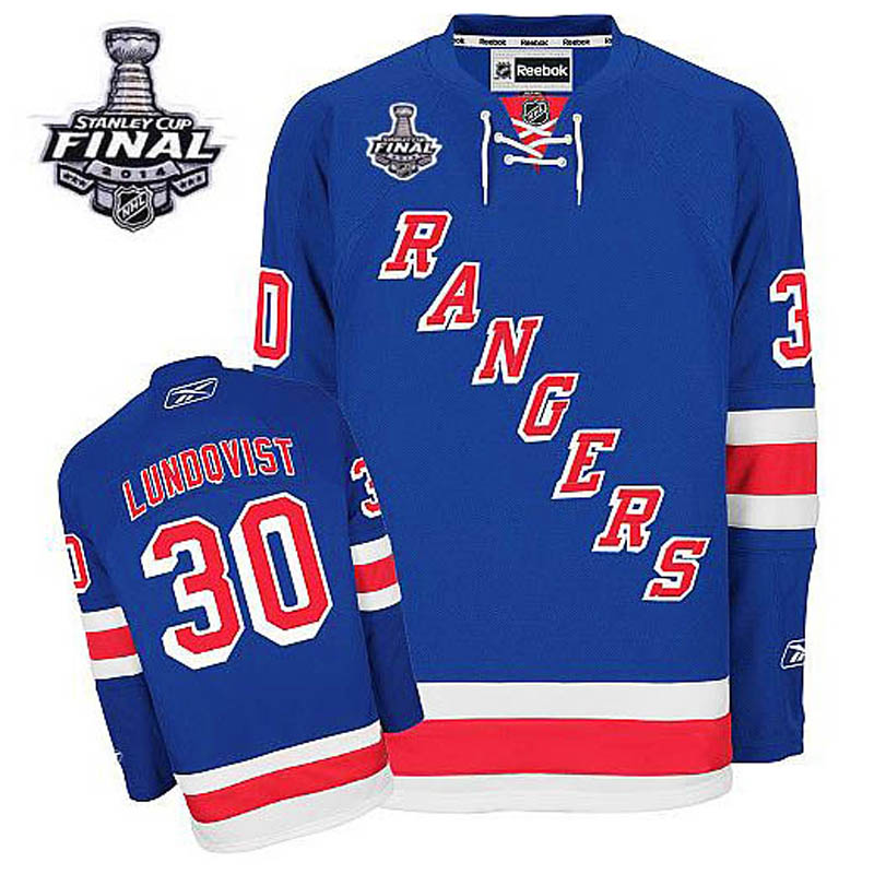 Henrik Lundqvist New York Rangers #30 Home 2014 Stanley Cup Ice Hockey Jersey