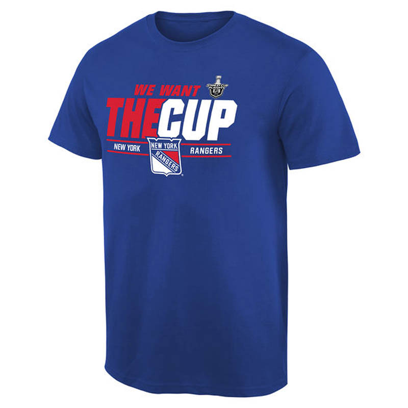 New York Rangers 2016 Stanley Cup Playoffs Bound We Want The Cup Ice Hockey Royal T-Shirt