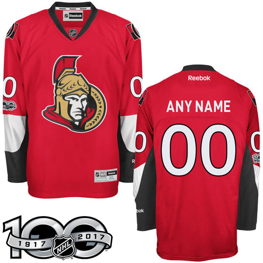 Ottawa Senators Red Celebrate 100th Classic Patch Customized Jersey