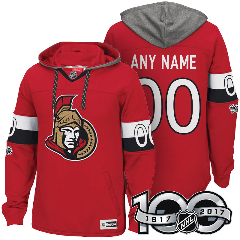 Senators Red Centennial Patch Custom Hoodie