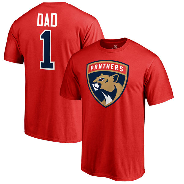 Men's Florida Panthers Number One Dad Red T-Shirt