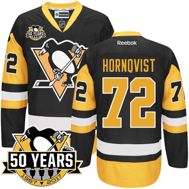 Penguins #72 Patric Hornqvist 50th Anniversary Black 2016 Stanley Cup Champions Jersey