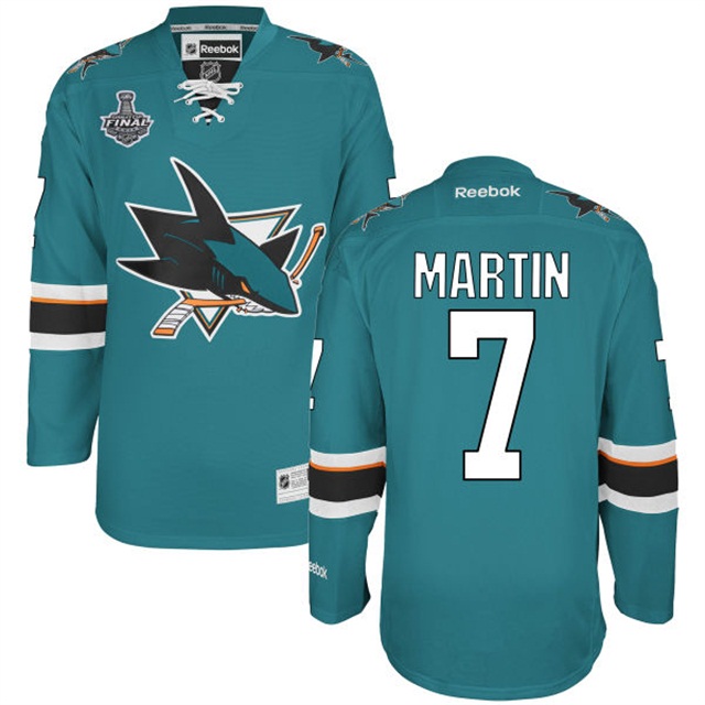 Paul Martin San Jose Sharks #7 2016 Stanley Cup Teal Home Jersey