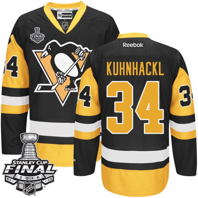 Tom Kuhnhackl Pittsburgh Penguins #34 2016 Stanley Cup Black Third Jersey