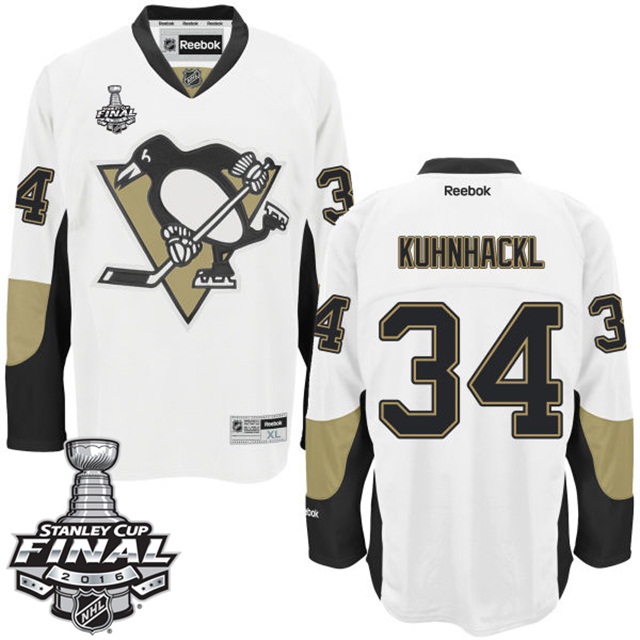 Tom Kuhnhackl Pittsburgh Penguins #34 2016 Stanley Cup White Away Jersey