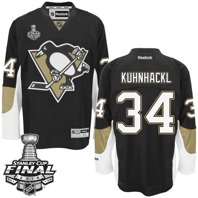 Tom Kuhnhackl Pittsburgh Penguins #34 2016 Stanley Cup Black Home Jersey