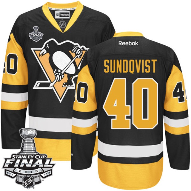 Oskar Sundqvist Pittsburgh Penguins #40 2016 Stanley Cup Black Third Jersey