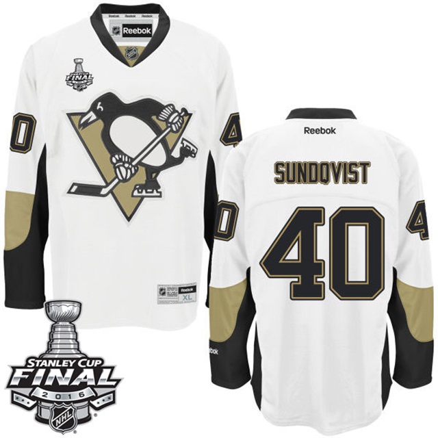 Oskar Sundqvist Pittsburgh Penguins #40 2016 Stanley Cup White Away Jersey