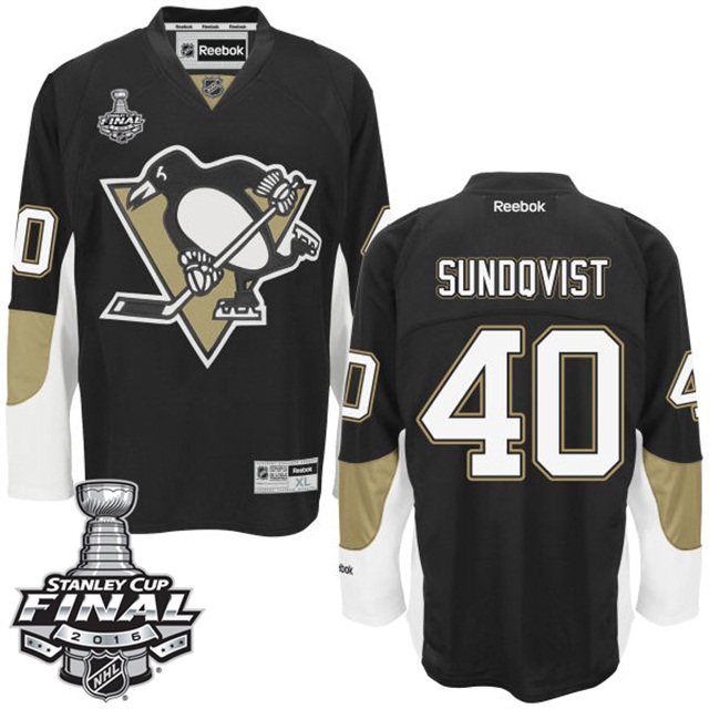 Oskar Sundqvist Pittsburgh Penguins #40 2016 Stanley Cup Black Home Jersey