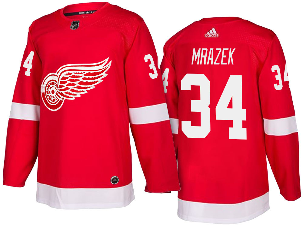 NHL Men's Detroit Red Wings #34 Petr Mrazek Red 2017-2018 Season New-Look Jersey