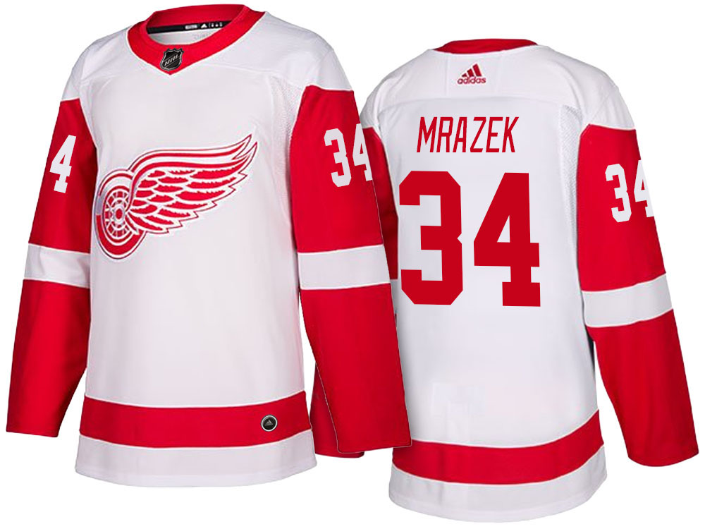 NHL Men's Detroit Red Wings #34 Petr Mrazek White 2017-2018 Season New-Look Jersey