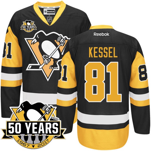 Penguins #81 Phil Kessel 50th Anniversary Black 2016 Stanley Cup Champions Jersey