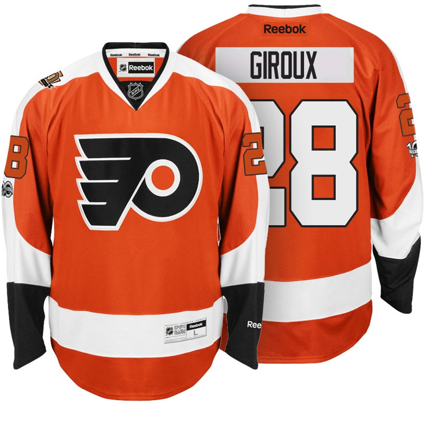 Flyers Claude Giroux #28 Orange 100th Anniversary Patch Player Jersey