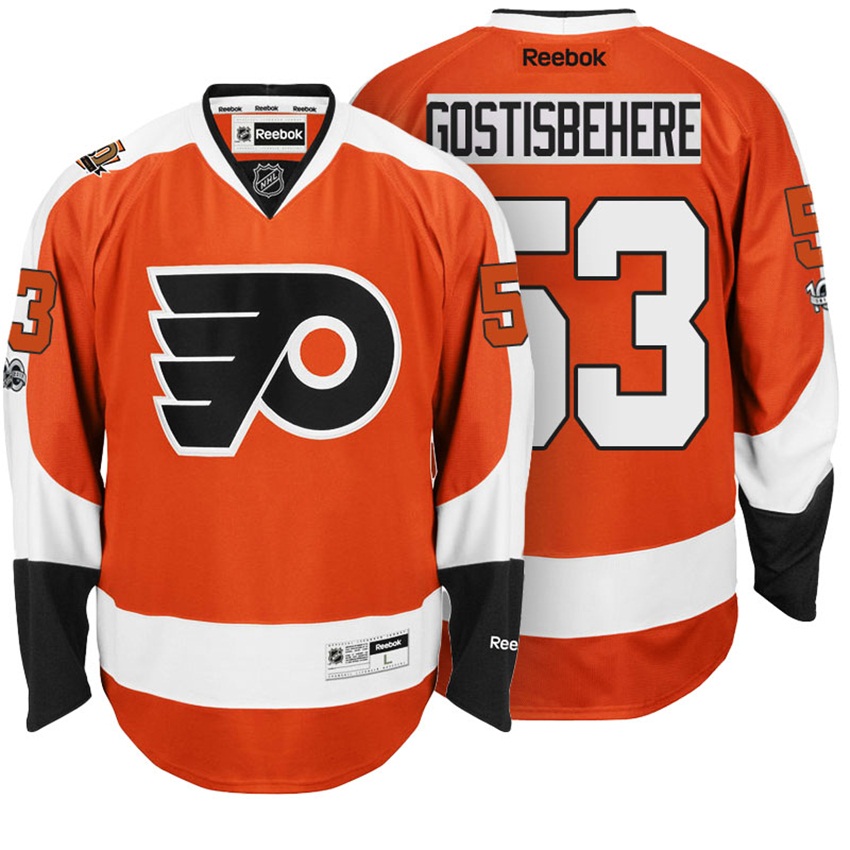 Flyers Shayne Gostisbehere #53 Orange 100th Anniversary Patch Player Jersey