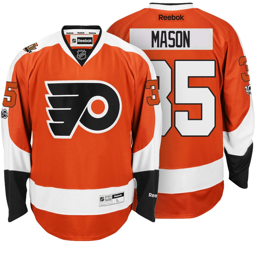 Flyers Steve Mason #35 Orange 100th Anniversary Patch Player Jersey