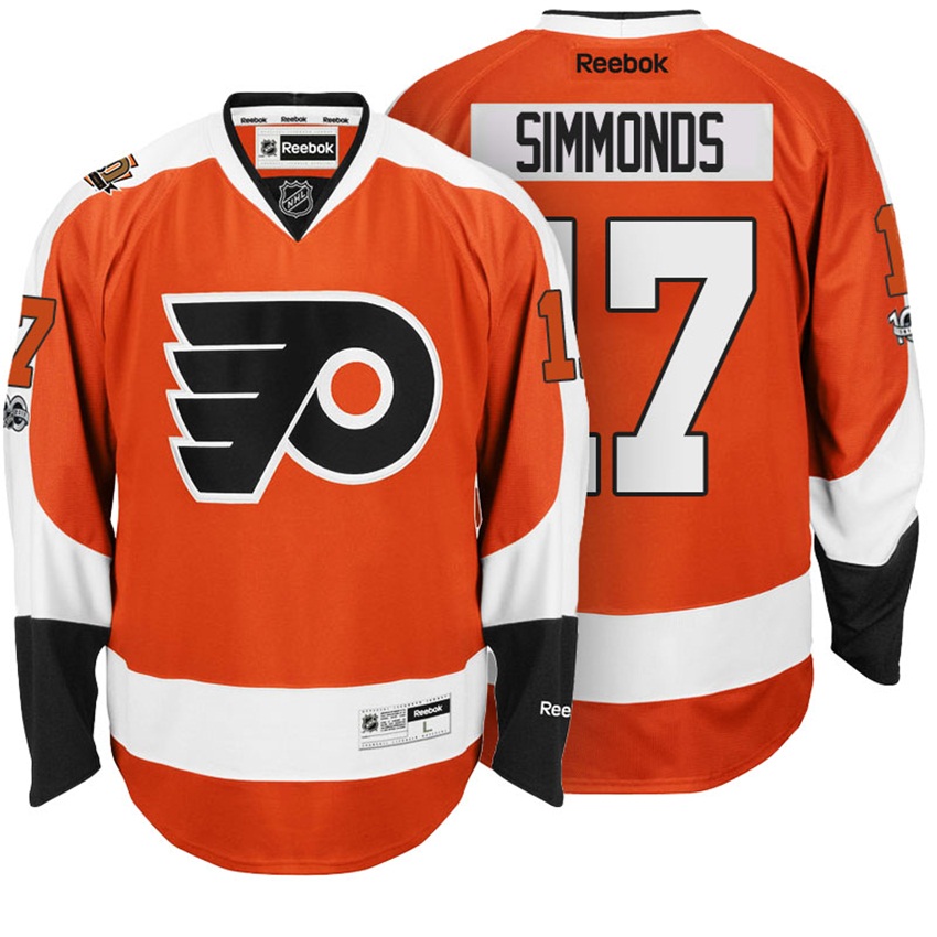 Flyers Wayne Simmonds #17 Orange 100th Anniversary Patch Player Jersey