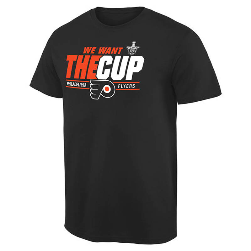 Philadelphia Flyers 2016 Stanley Cup Playoffs Bound We Want The Cup Ice Hockey Black T-Shirt