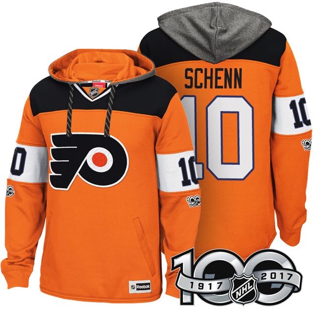 NHL Flyers #10 Brayden Schenn Orange Centennial Classic Patch Hoodie