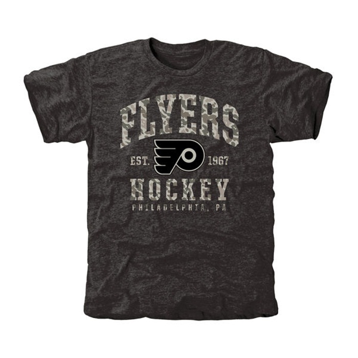 Philadelphia Flyers Camo Stack Black Tri-Blend T-Shirt