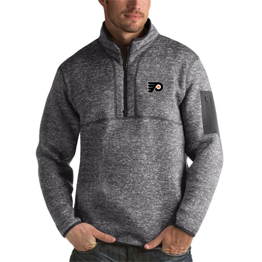 Philadelphia Flyers Charcoal Antigua Fortune Half Zip Pullover Hoodie