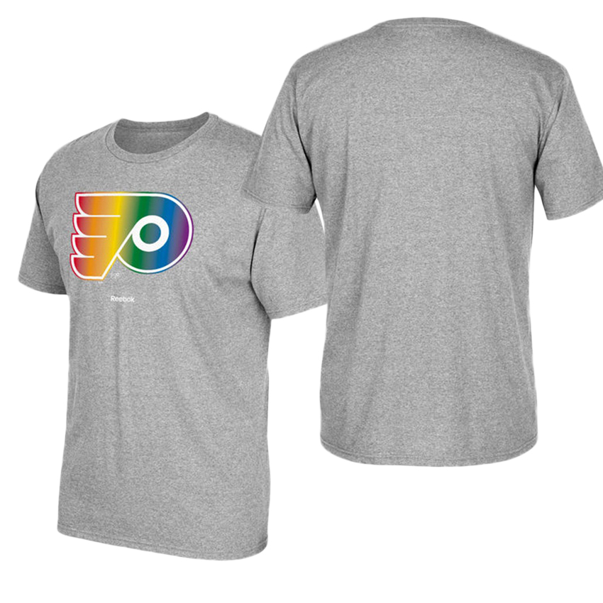 Philadelphia Flyers Gray Hockey Is For Everyone Rainbow T-shirt