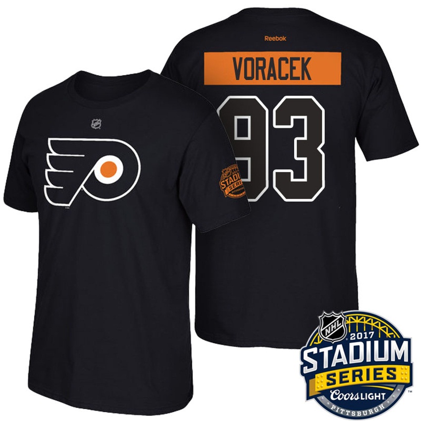 Flyers Jakub Voracek #93 Black Name And Number 2017 Stadium Series T-shirt