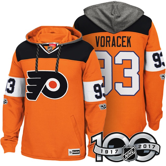 NHL Flyers #93 Jakub Voracek Orange Centennial Classic Patch Hoodie