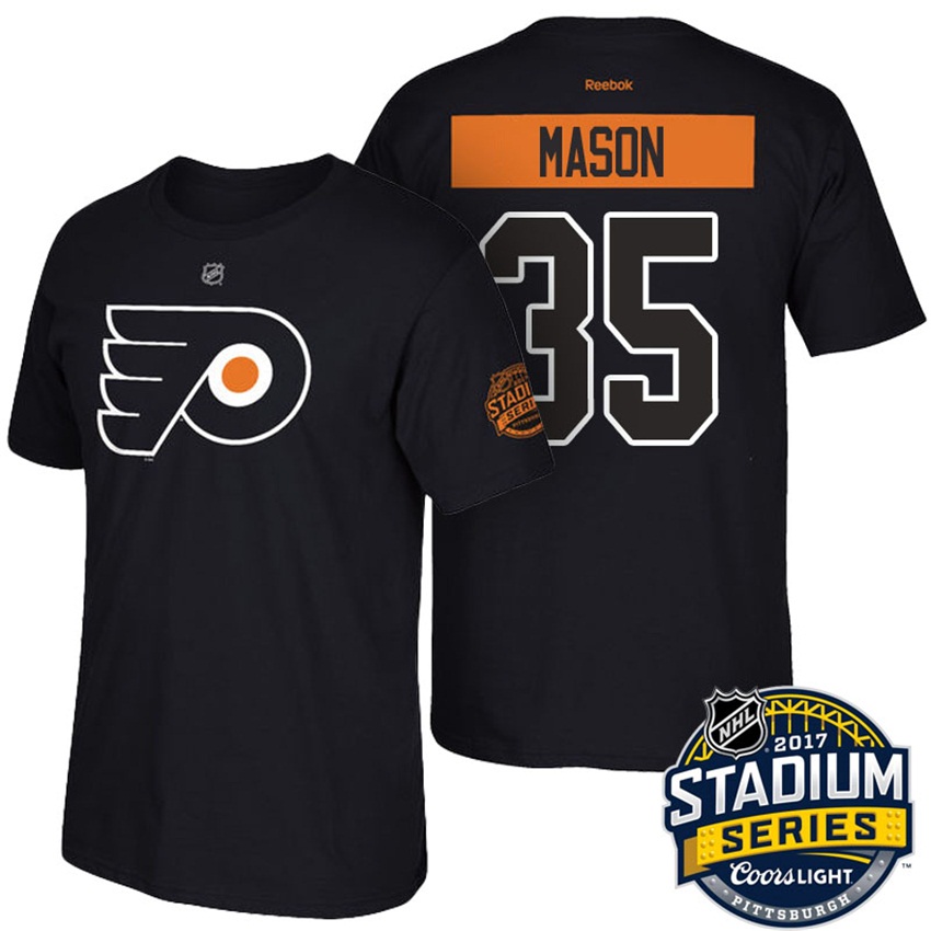 Flyers Steve Mason #35 Black Name And Number 2017 Stadium Series T-shirt