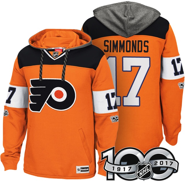 NHL Flyers #17 Wayne Simmonds Orange Centennial Classic Patch Hoodie