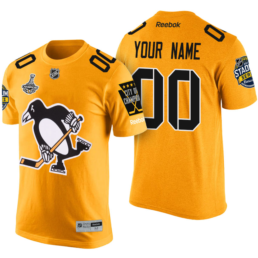 NHL Pittsburgh Penguins White 2017 Stanley Cup Champions Customized Limited T-shirt