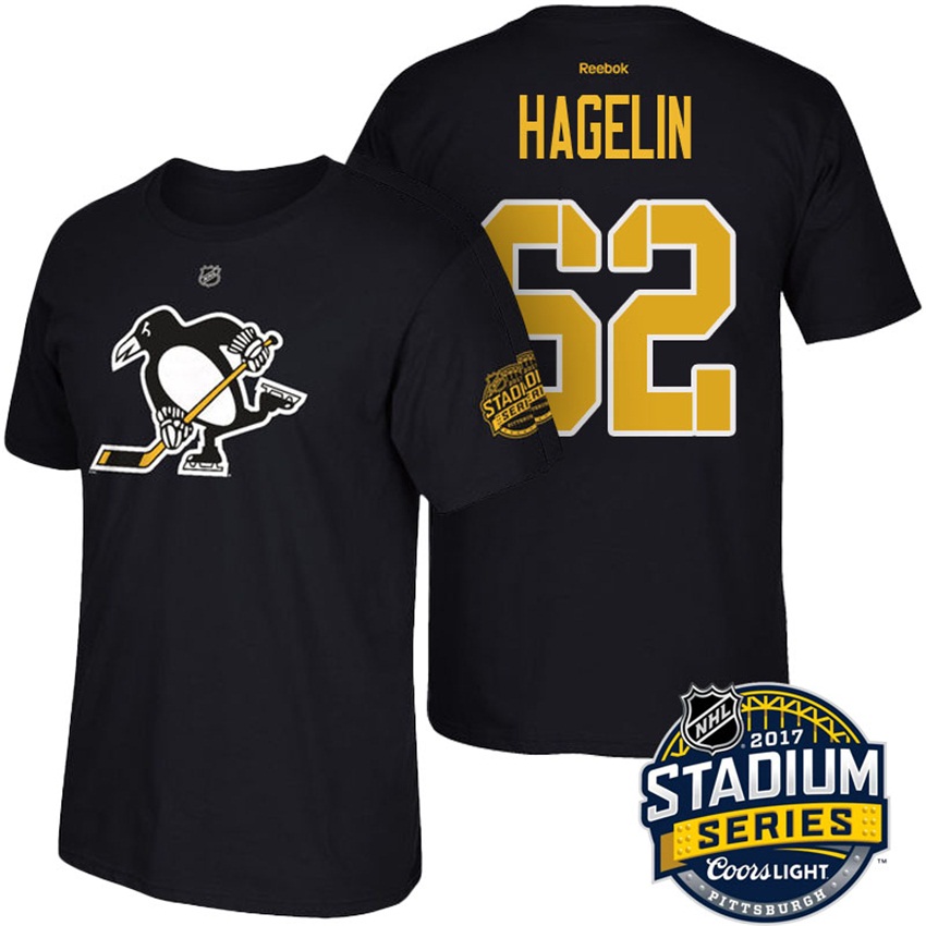 Penguins Carl Hagelin #62 Black Name And Number 2017 Stadium Series T-shirt