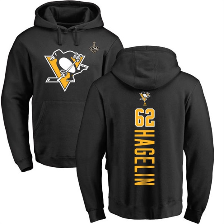 NHL Penguins #62 Carl Hagelin Black 2017 Stanley Cup Final Pullover Hoodie