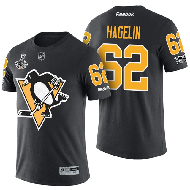 Pittsburgh Penguins #62 Carl Hagelin Black 2017 Stanley Cup Champions Name And Number Limited T-shirt