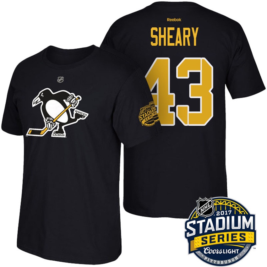 Penguins Conor Sheary #43 Black Name And Number 2017 Stadium Series T-shirt