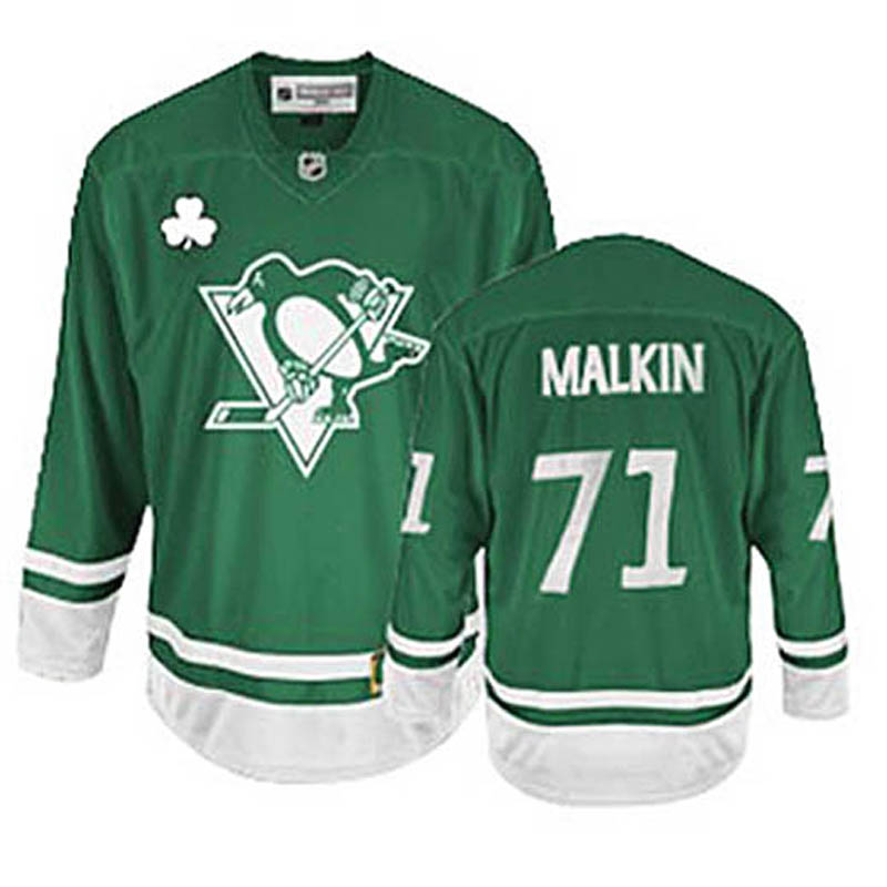 Evgeni Malkin Pittsburgh Penguins #71 St Patty's Day Ice Hockey Jersey