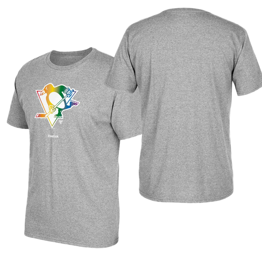 Pittsburgh Penguins Gray Hockey Is For Everyone Rainbow T-shirt