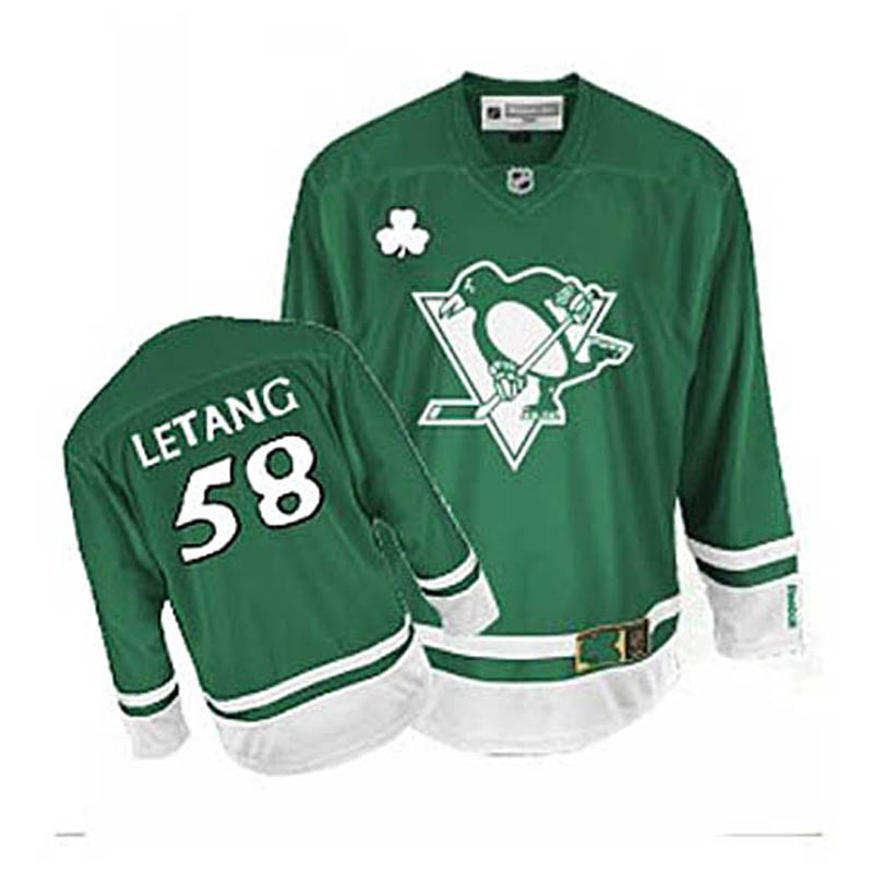 Kris Letang Pittsburgh Penguins #58 St Patty's Day Ice Hockey Jersey