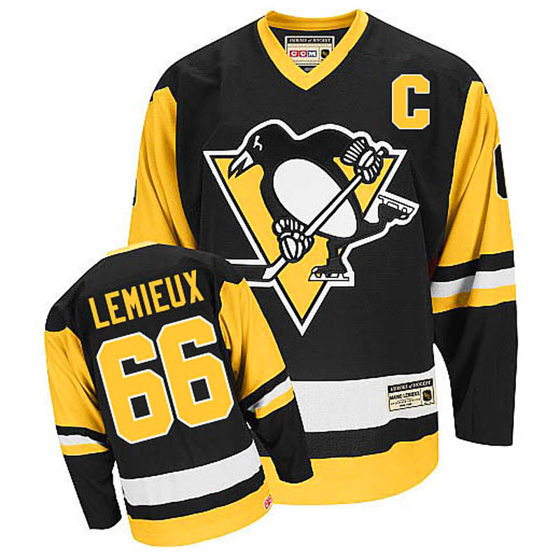 Mario Lemieux Pittsburgh Penguins #66 Throwback Ice Hockey Jersey