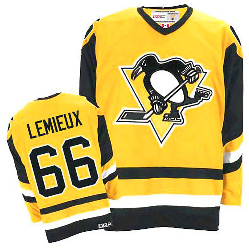 Mario Lemieux Pittsburgh Penguins #66 Throwback Ice Hockey Jersey