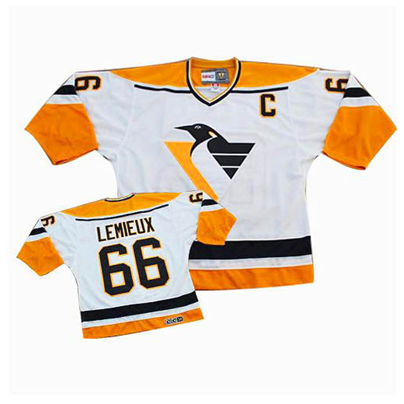 Mario Lemieux Pittsburgh Penguins #66 Throwback Ice Hockey Jersey