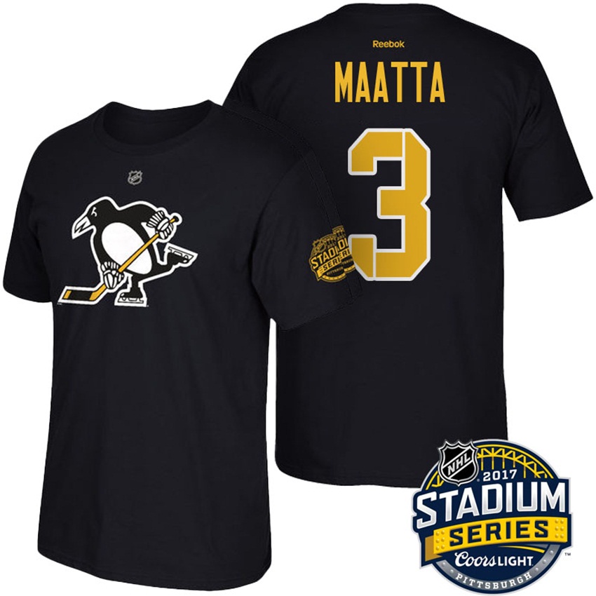 Penguins Olli Maatta #3 Black Name And Number 2017 Stadium Series T-shirt