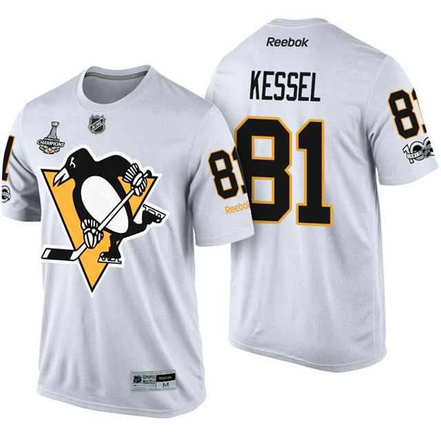 Pittsburgh Penguins #81 Phil Kessel White 2017 Stanley Cup Champions Name And Number Limited T-shirt