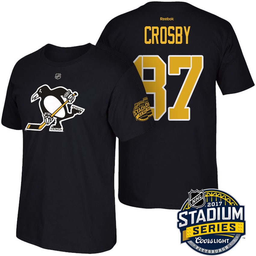 Penguins Sidney Crosby #87 Black Name And Number 2017 Stadium Series T-shirt