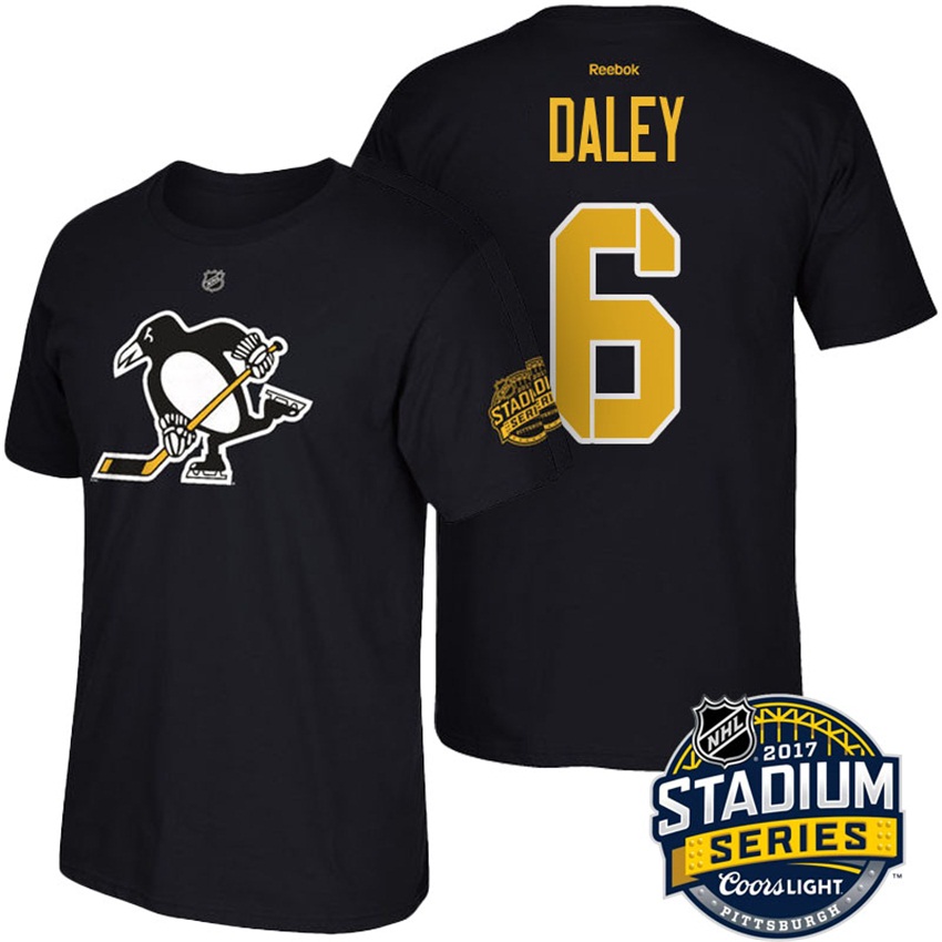 Penguins Trevor Daley #6 Black Name And Number 2017 Stadium Series T-shirt