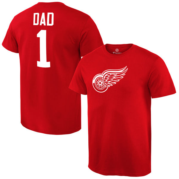 Men's Detroit Red Wings Number One Dad Red T-Shirt