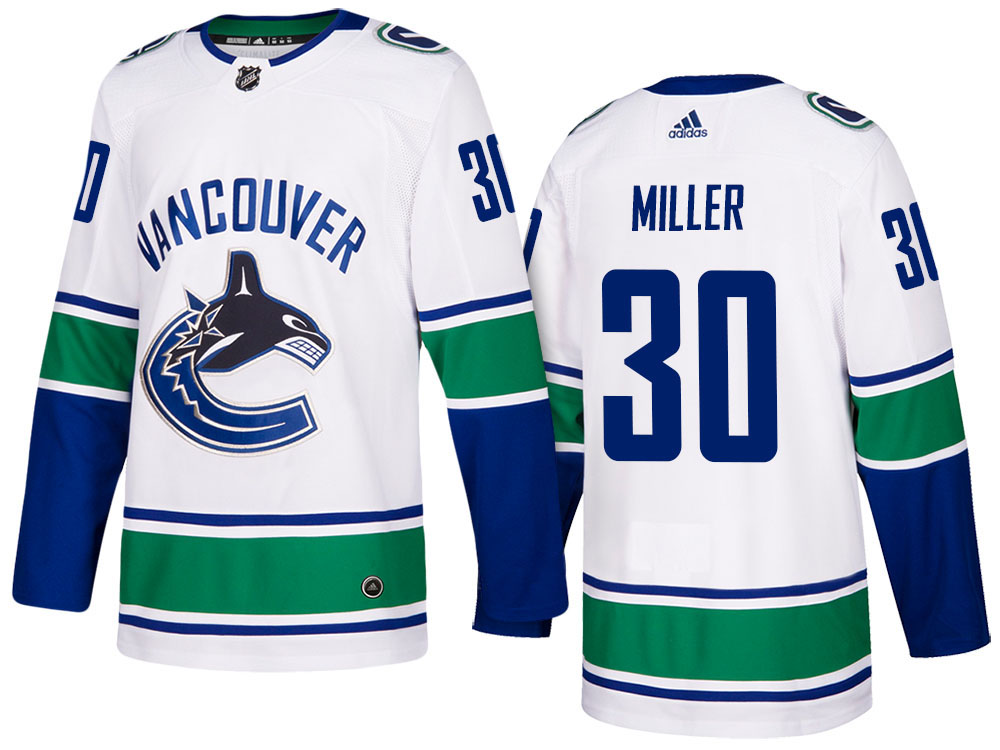 NHL Men's Vancouver Canucks #30 Ryan Miller White 2017-2018 Season New Outlook Uniforms