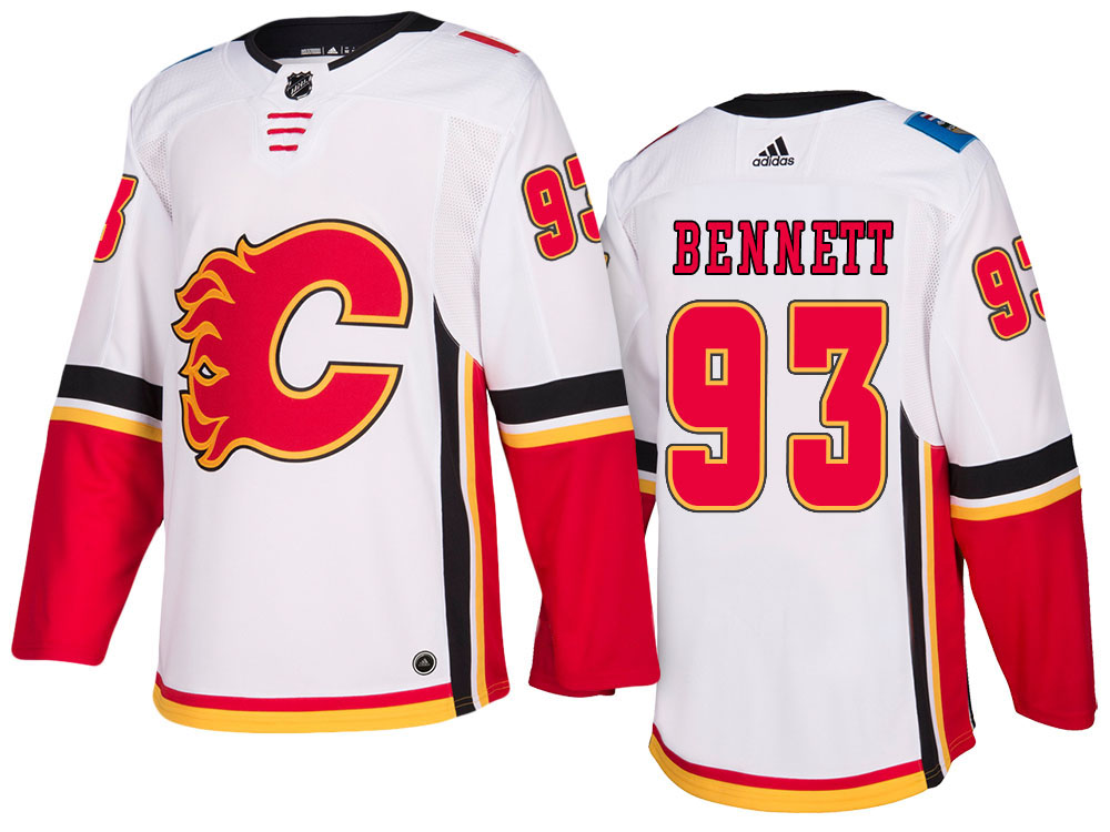 NHL Men's Calgary Flames #93 Sam Bennett White 2017-2018 Season New Outlook Uniforms