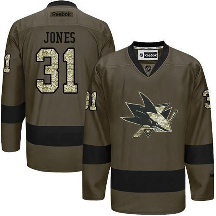 Martin Jones San Jose Sharks #31 Green Camo Player Jersey