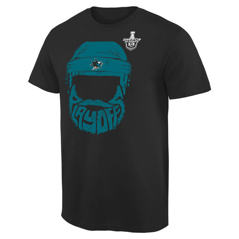 San Jose Sharks 2016 Stanley Cup Playoffs Bound Bearded Ice Hockey Black T-Shirt